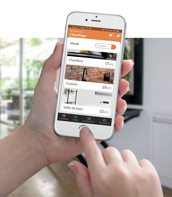 smartphone avec application chauffage