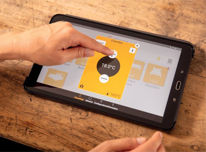 tablette avec apps chauffage